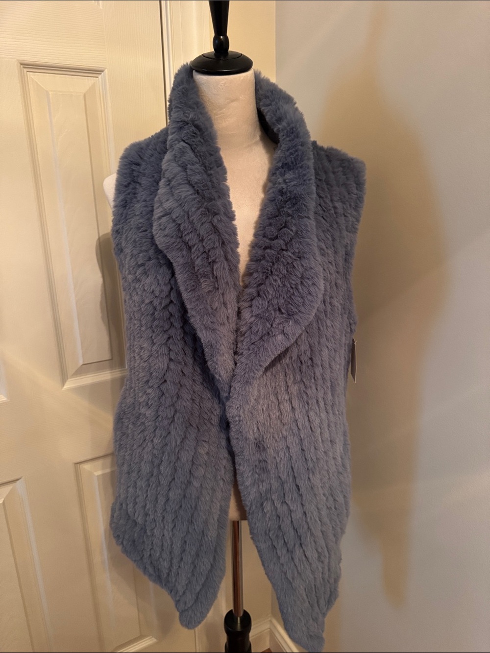 Dolce Cabo Blue Plush Faux Fur Vest